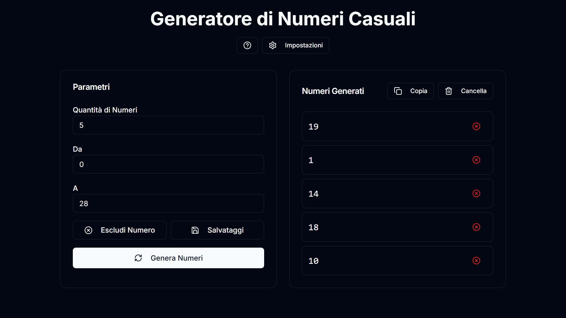 Generatore di numeri casuali